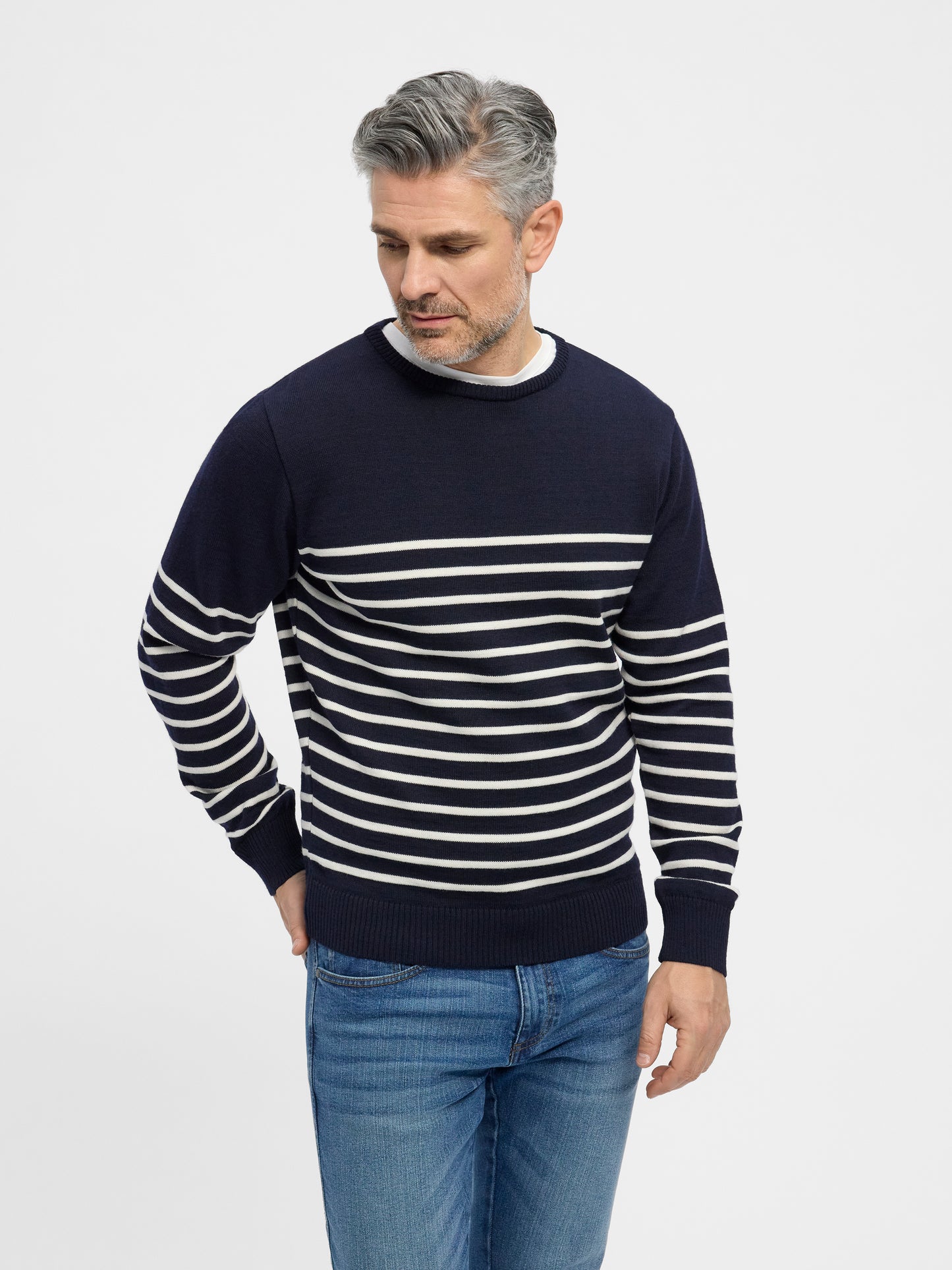 Woolen Long Sleeve Sweater Jan - Striped Seafarer