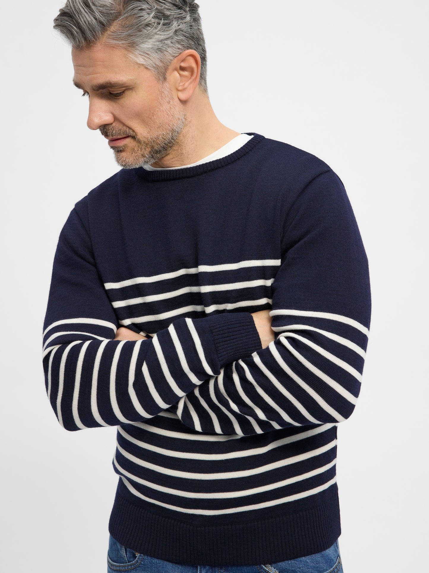 Woolen Long Sleeve Sweater Jan - Striped Seafarer