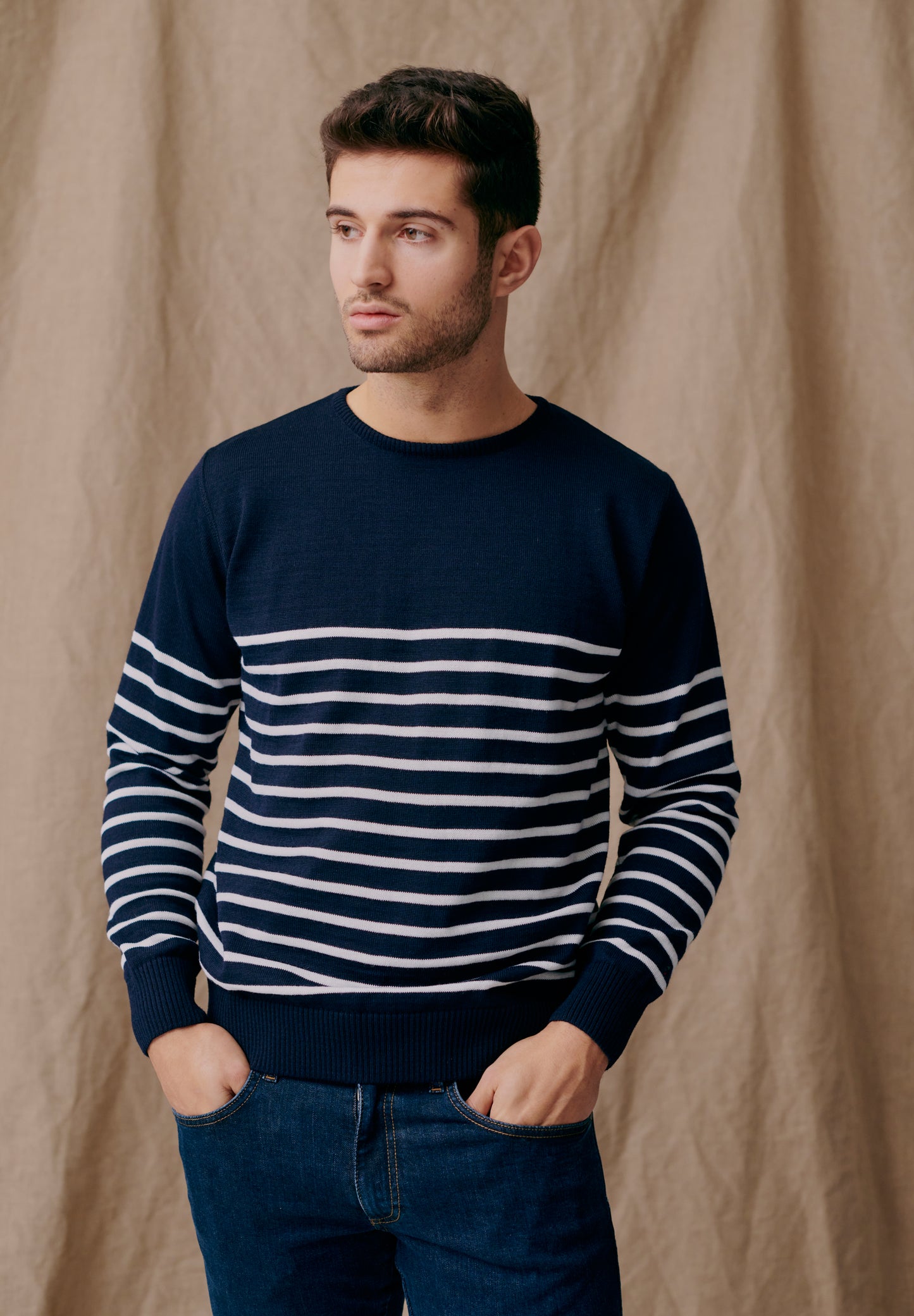 Woolen Long Sleeve Sweater Jan - Striped Seafarer