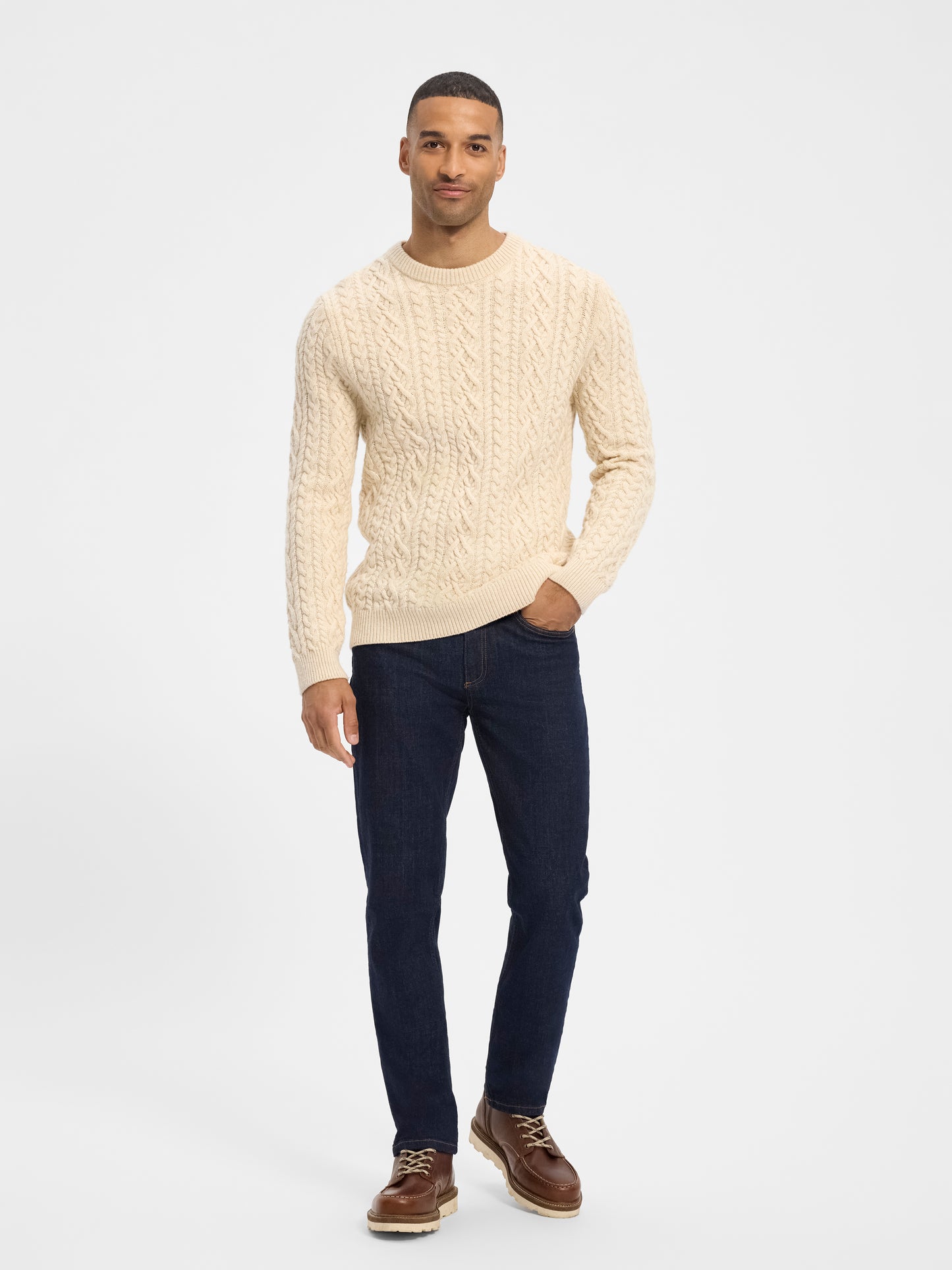 Woolen Long Sleeve Jumper - Off White