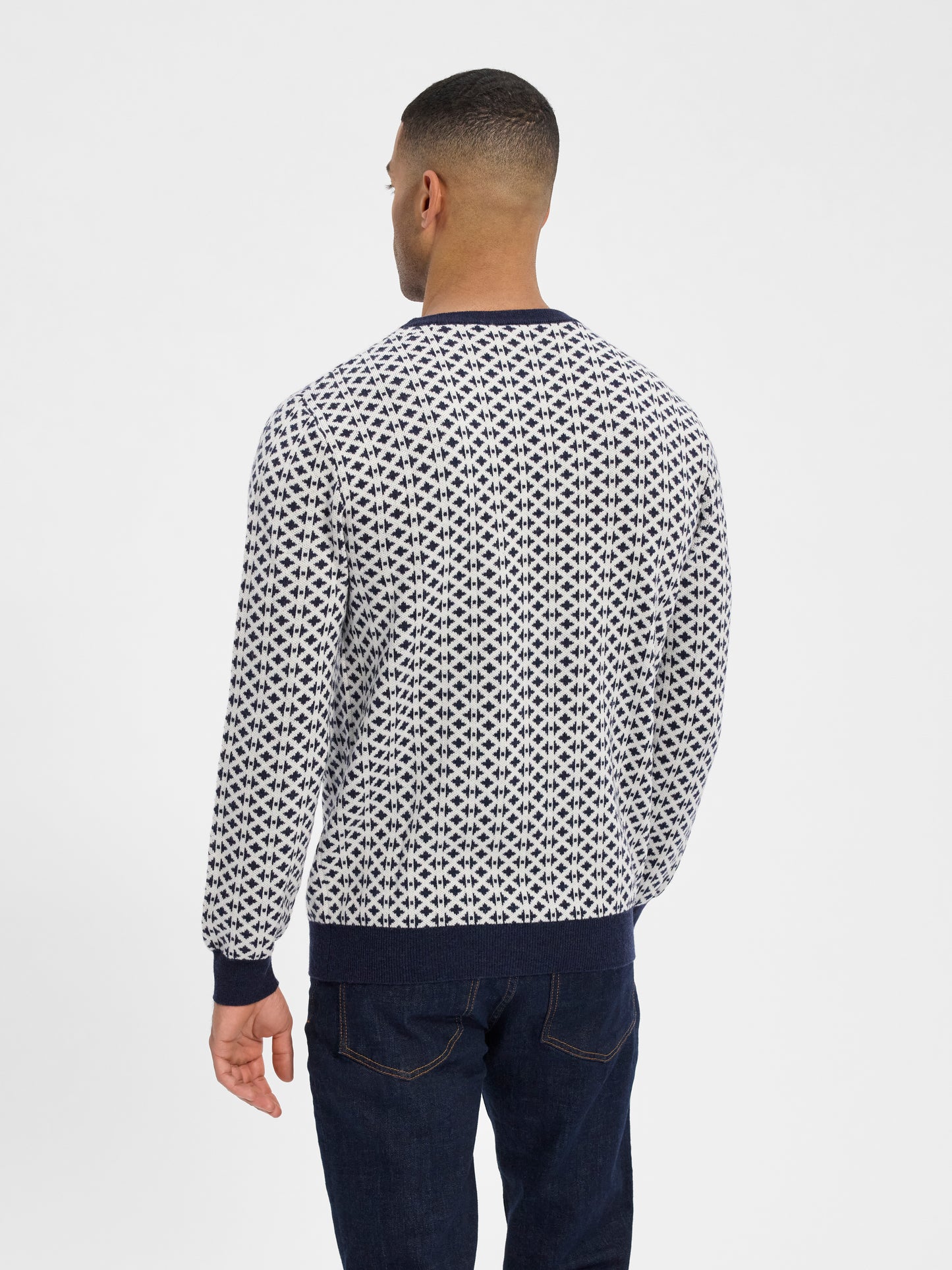 Woolen Long Sleeve Jumper - Off White Pattern